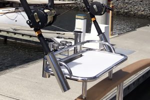 Stainless tubular bait board with rod holders
