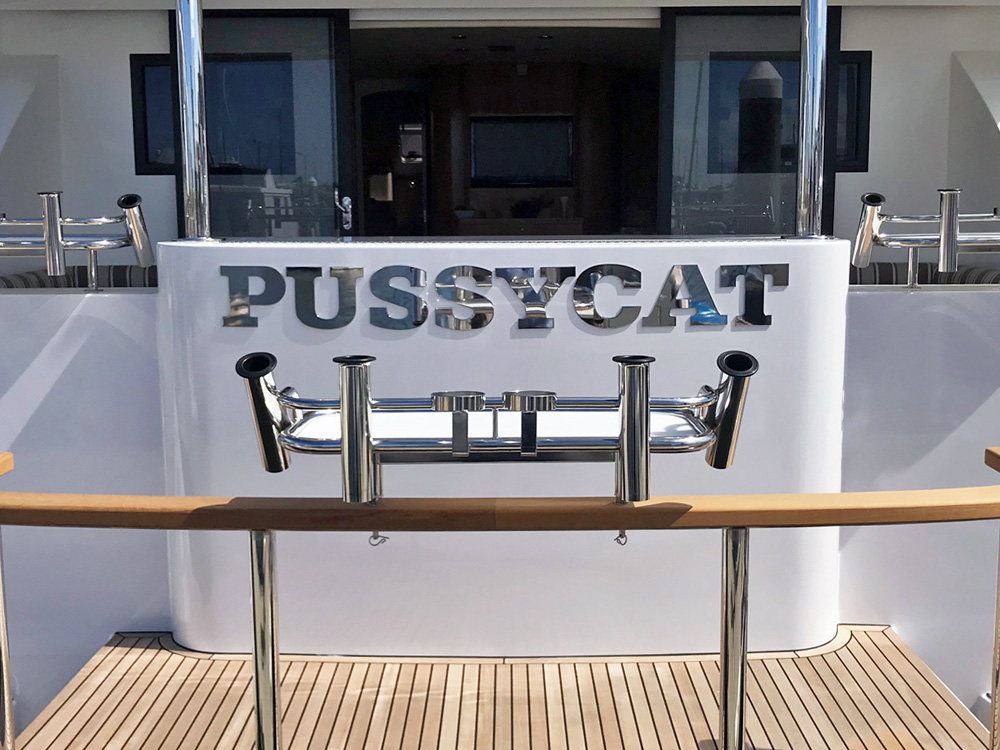 Custom Stainless Steel Boat Name 'Pussycat' by Southern Stainless-Large Letters