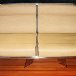 Stainless Steel Furniture, Custom stainless couch with cushions on back of boat